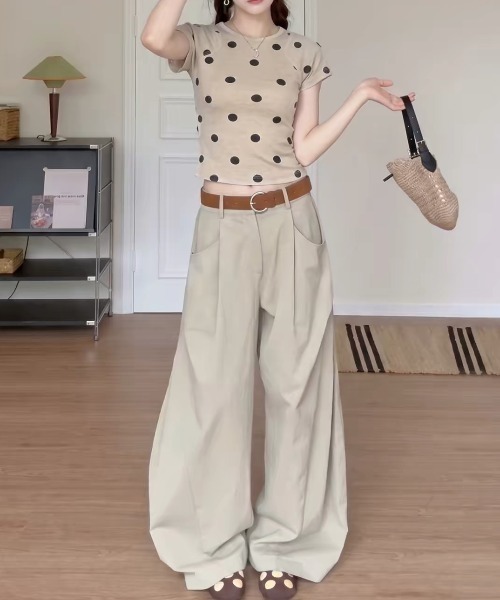 Vipoa（ヴィポア）の「Oatmeal polka dot slim tee（Tシャツ/カットソー・レディース・オートミール・FREE）」の8枚目の写真