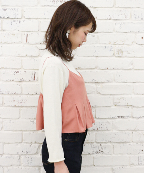 Kastane（カスタネ）の「オーバーキャミ（キャミソール・レディース・ホワイト/ライトブラウン/ピンク・FREE）」の6枚目の写真