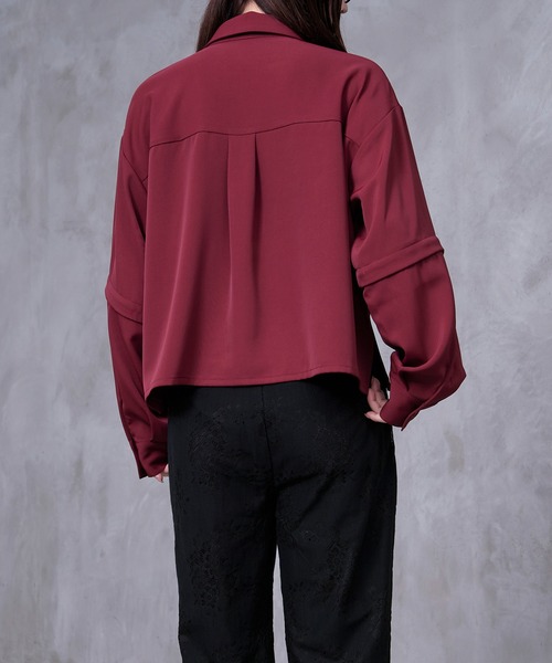 Ellno Loset(エルノロゼット)の「【Ryoooコラボ】スイッチスリーブネクタイ付きショートシャツ(シャツ/ブラウス・メンズ・オフホワイト/ボルドー・SMALL/MEDIUM/LARGE)」の11枚目の写真