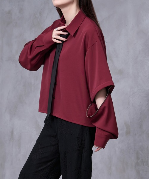 Ellno Loset(エルノロゼット)の「【Ryoooコラボ】スイッチスリーブネクタイ付きショートシャツ(シャツ/ブラウス・メンズ・オフホワイト/ボルドー・SMALL/MEDIUM/LARGE)」の16枚目の写真