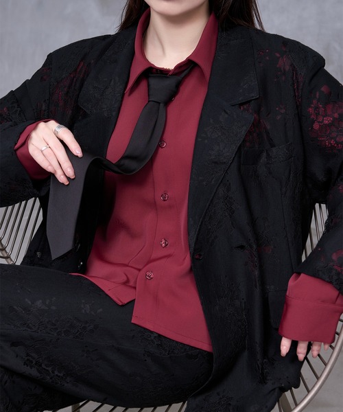Ellno Loset(エルノロゼット)の「【Ryoooコラボ】スイッチスリーブネクタイ付きショートシャツ(シャツ/ブラウス・メンズ・オフホワイト/ボルドー・SMALL/MEDIUM/LARGE)」の22枚目の写真