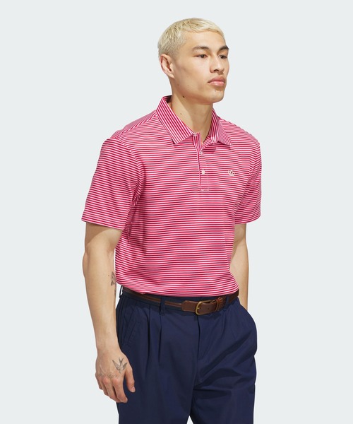 adidas(アディダス)の「オリジナルスゴルフ Originals ストライプ ピケ ポロ【adidas Golf/アディダスゴルフ】(ポロシャツ・メンズ・ピンク系その他・X-LARGE/LARGE/XX-LARGE/SMALL/MEDIUM)」の3枚目の写真