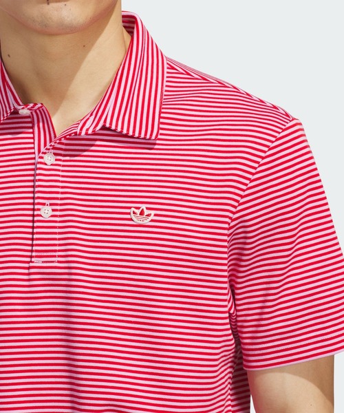 adidas(アディダス)の「オリジナルスゴルフ Originals ストライプ ピケ ポロ【adidas Golf/アディダスゴルフ】(ポロシャツ・メンズ・ピンク系その他・X-LARGE/LARGE/XX-LARGE/SMALL/MEDIUM)」の4枚目の写真