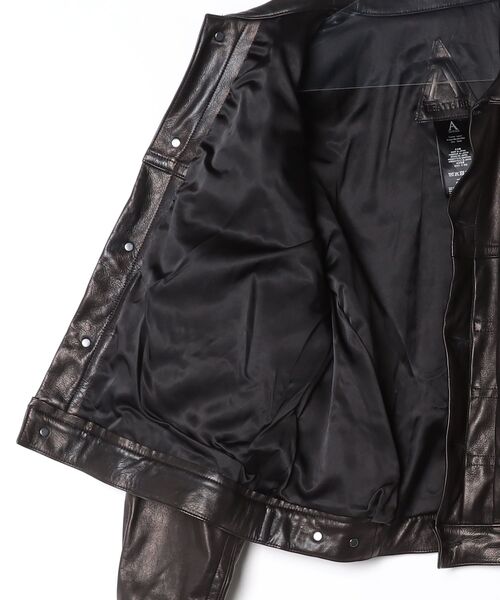 A LEATHER（エーレザー）の「A LEATHER Trucker Jacket (AUJ2662)（その他アウター・メンズ・ブラック・SMALL/MEDIUM）」の4枚目の写真