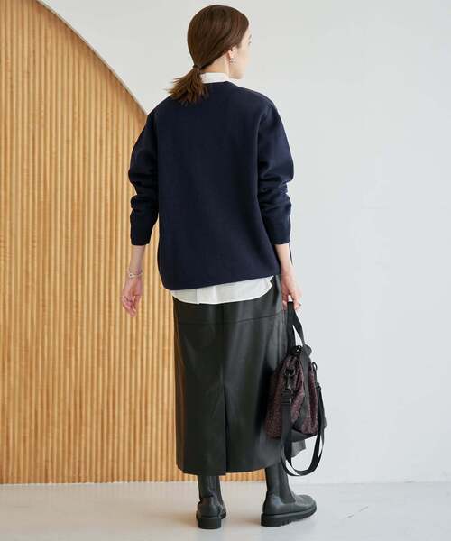 SLOBE IENA(スローブイエナ)の「《WEB限定カラーあり/追加》サガラ刺繍スエットライクニットカーディガン(カーディガン/ボレロ・レディース・ネイビー/ベージュ/ブラック/チャコールグレー・FREE)」の6枚目の写真
