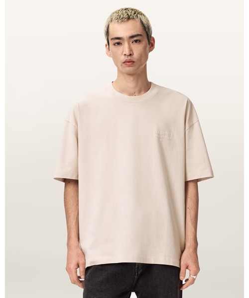ALLSAINTS(オールセインツ)の「XANDER FLOCKED LOGO OVERSIZED T-SHIRT | XANDER フロック加工 ロゴ オーバーサイズ Tシャツ(Tシャツ/カットソー・メンズ・ホワイト系その他・S)」の1枚目の写真