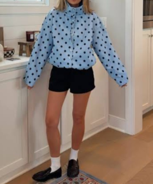 Vipoa(ヴィポア)の「Dot string ribbon Jacket(ナイロンジャケット・レディース・ホワイト/イエロー/ブルー/ピンク/ブラック・FREE)」の9枚目の写真
