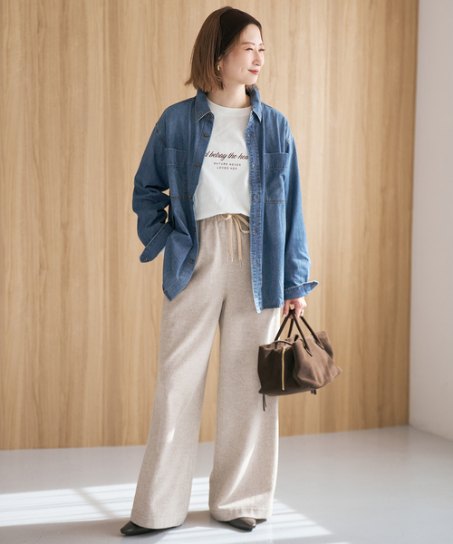 Spick & Span(スピックアンドスパン)の「《追加》ライトオンスデニムシャツ(シャツ/ブラウス・レディース・ベージュ/サックスブルー/ブルー系その他・FREE)」の7枚目の写真