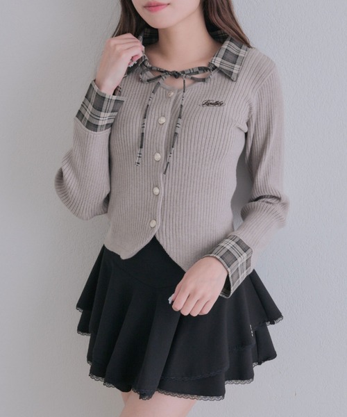 OLIVE des OLIVE(オリーブデオリーブ)の「金ボタンシャツレイヤードトップス(ニット/セーター・レディース・ベージュ/ボルドー/チャコールグレー/ブラック・FREE)」の12枚目の写真