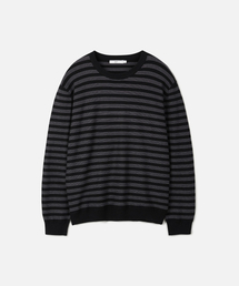 マルチストライプニットスウェーターBLACK