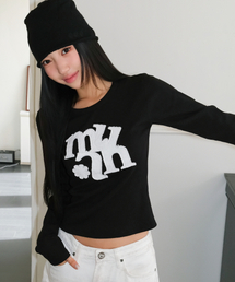 ヴィンテージアップリケロゴ 長袖Tシャツ [ブラック]