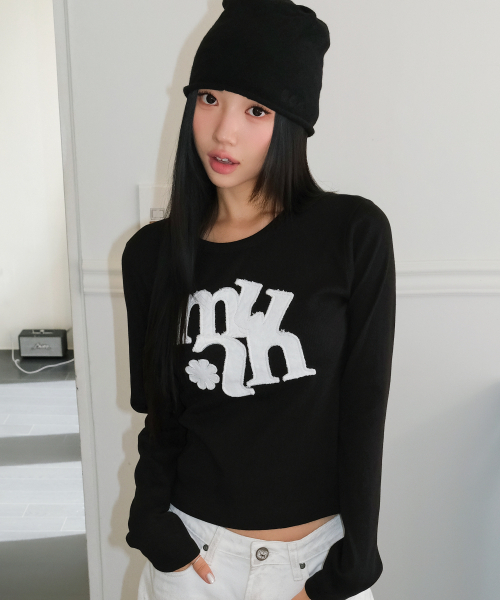 muahmuah（ムーアムーア）の「ヴィンテージアップリケロゴ 長袖Tシャツ [ブラック]（Tシャツ/カットソー・レディース・その他・FREE）」の7枚目の写真