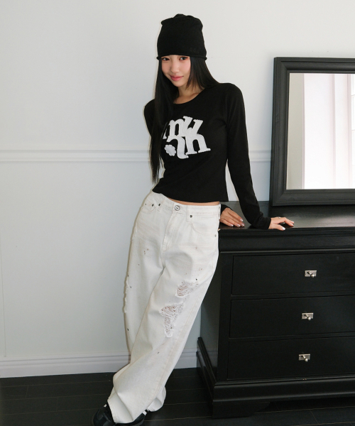 muahmuah（ムーアムーア）の「ヴィンテージアップリケロゴ 長袖Tシャツ [ブラック]（Tシャツ/カットソー・レディース・その他・FREE）」の14枚目の写真