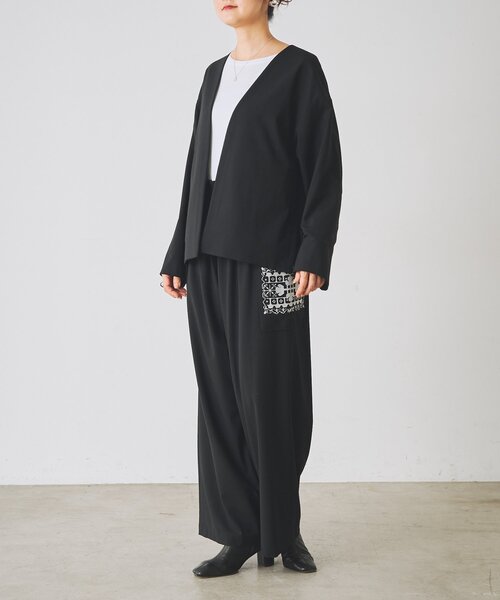 BEARDSLEY(ビアズリー)の「クロスステッチシャーリングパンツ《15 quinze》(その他パンツ・レディース・ブラック/チャコールグレー・FREE)」の19枚目の写真