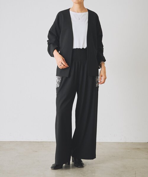 BEARDSLEY(ビアズリー)の「クロスステッチシャーリングパンツ《15 quinze》(その他パンツ・レディース・ブラック/チャコールグレー・FREE)」の17枚目の写真