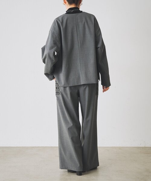 BEARDSLEY(ビアズリー)の「クロスステッチシャーリングパンツ《15 quinze》(その他パンツ・レディース・ブラック/チャコールグレー・FREE)」の3枚目の写真