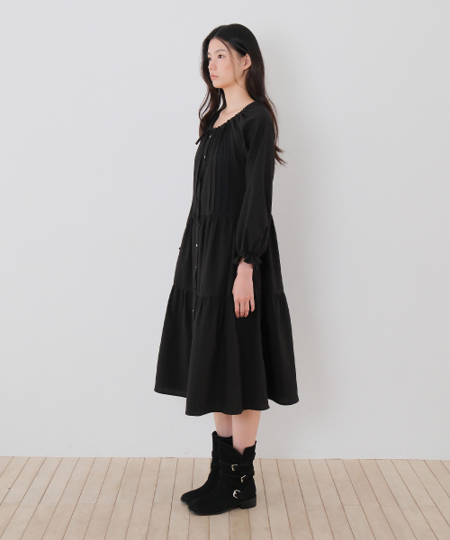 MOUI(モウイ)の「Sage pintuck ops (BLACK)(ワンピース・レディース・ブラック・FREE)」の7枚目の写真