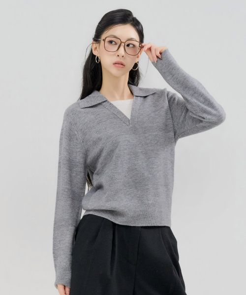 CHASECULT(チェイスカルト)の「レディースレイヤードカラーセーター-FFRG5271C0B(ニット/セーター・レディース・ライトグレー・90/85)」の2枚目の写真