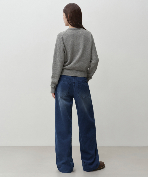 MUSINSA STANDARD WOMAN（ムシンサスタンダードウーマン）の「ウィメンズフェイデッド11Wコーデュロイワイドパンツ[ブルー]（その他パンツ・レディース・その他・30/29/28/27/26/25/24）」の2枚目の写真