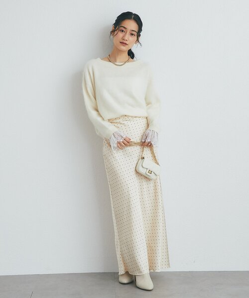La boutique BonBon(ラブティックボンボン)の「ウールFUR加工袖口レースニット(ニット/セーター・レディース・オフホワイト/ブラウン/ピンク・FREE)」の7枚目の写真