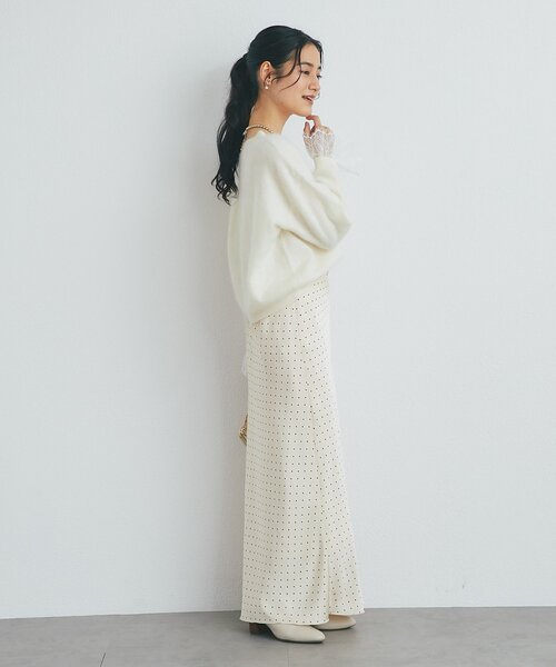 La boutique BonBon(ラブティックボンボン)の「ウールFUR加工袖口レースニット(ニット/セーター・レディース・オフホワイト/ブラウン/ピンク・FREE)」の8枚目の写真