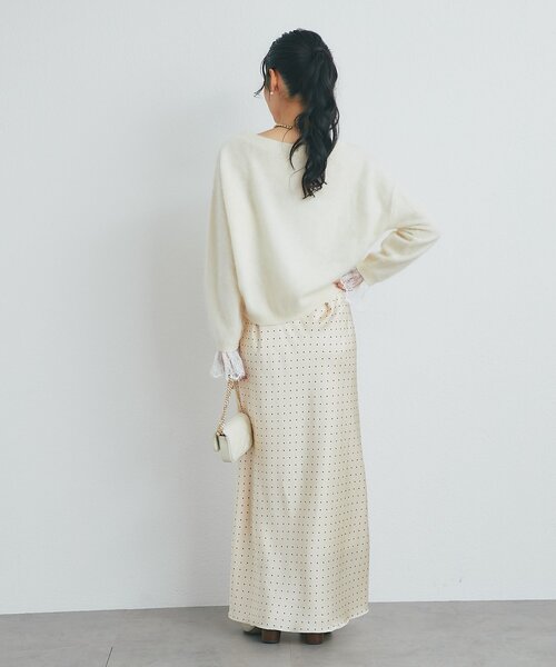 La boutique BonBon(ラブティックボンボン)の「ウールFUR加工袖口レースニット(ニット/セーター・レディース・オフホワイト/ブラウン/ピンク・FREE)」の9枚目の写真