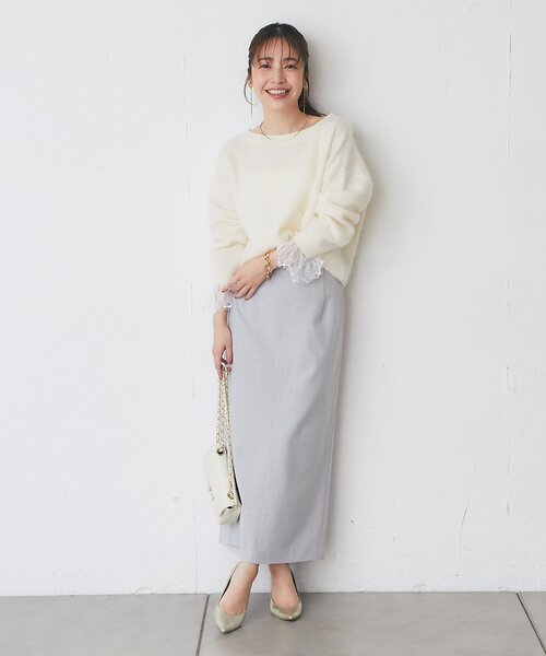 La boutique BonBon(ラブティックボンボン)の「ウールFUR加工袖口レースニット(ニット/セーター・レディース・オフホワイト/ブラウン/ピンク・FREE)」の10枚目の写真