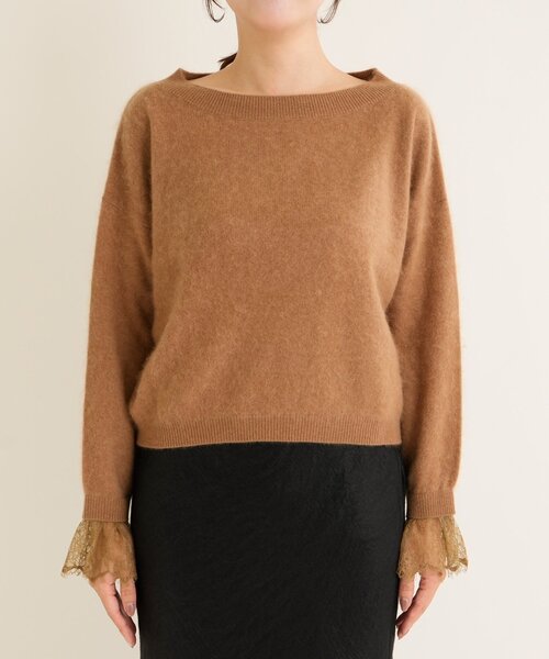 La boutique BonBon(ラブティックボンボン)の「ウールFUR加工袖口レースニット(ニット/セーター・レディース・オフホワイト/ブラウン/ピンク・FREE)」の22枚目の写真