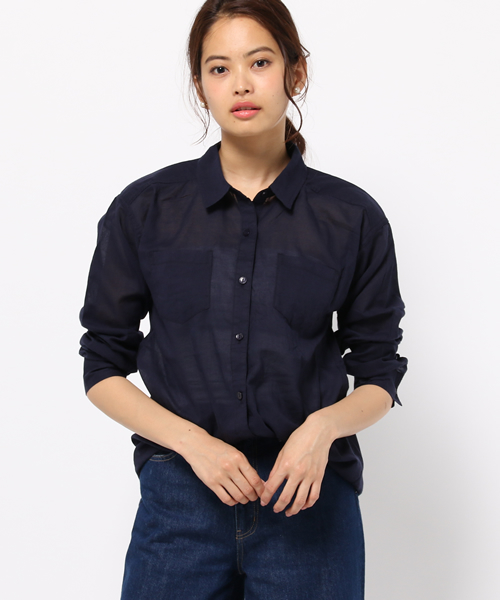 VENCEEXCHANGE（ヴァンスエクスチェンジ）の「シングルガーゼシャツ               （シャツ/ブラウス・レディース・イエロー/オフホワイト/ダークグリーン/ブルー/ネイビー・MEDIUM）」の4枚目の写真