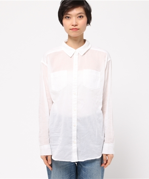 VENCEEXCHANGE（ヴァンスエクスチェンジ）の「シングルガーゼシャツ               （シャツ/ブラウス・レディース・イエロー/オフホワイト/ダークグリーン/ブルー/ネイビー・MEDIUM）」の6枚目の写真