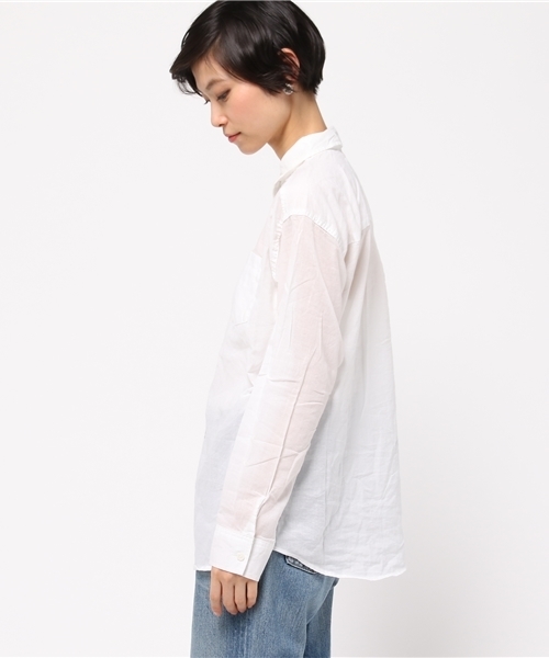 VENCEEXCHANGE（ヴァンスエクスチェンジ）の「シングルガーゼシャツ               （シャツ/ブラウス・レディース・イエロー/オフホワイト/ダークグリーン/ブルー/ネイビー・MEDIUM）」の7枚目の写真