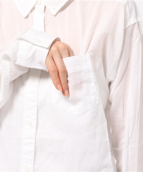 VENCEEXCHANGE（ヴァンスエクスチェンジ）の「シングルガーゼシャツ               （シャツ/ブラウス・レディース・イエロー/オフホワイト/ダークグリーン/ブルー/ネイビー・MEDIUM）」の10枚目の写真