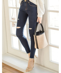 Re:EDIT | クラッシュTYPE極ストレッチ裾フリンジデニム[Re:EDIT/リエディ][リエディオリジナル](デニムパンツ)