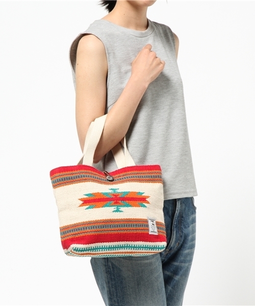 チャイハネ（チャイハネ）の「【チャイハネ】オルテガ柄ミニトートバッグ（トートバッグ・レディース・レッド/グリーン/イエロー/ターコイズブルー/オフホワイト/パープル・FREE）」の15枚目の写真