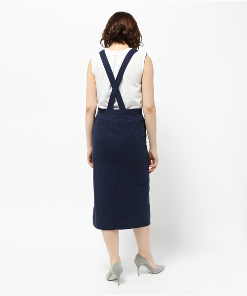 NATURAL BEAUTY BASIC（ナチュラルビューティーベーシック）の「テンセルツイルピナフォーワンピース（ワンピース・レディース・ダークベージュ/ネイビー・SMALL/MEDIUM）」の8枚目の写真