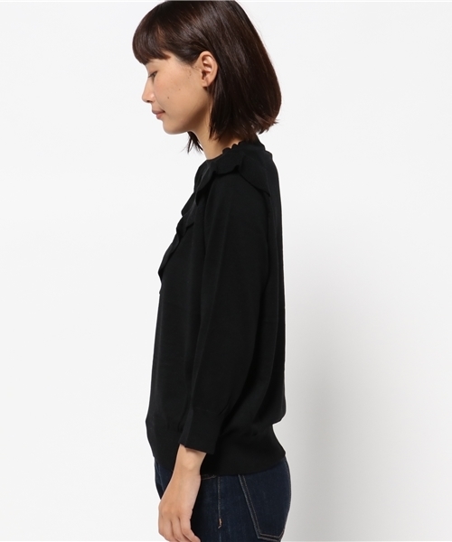 NATURAL BEAUTY BASIC（ナチュラルビューティーベーシック）の「フリルニット（ニット/セーター・レディース・ダークベージュ/ブラック/グレー・MEDIUM）」の7枚目の写真