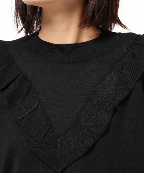 NATURAL BEAUTY BASIC（ナチュラルビューティーベーシック）の「フリルニット（ニット/セーター・レディース・ダークベージュ/ブラック/グレー・MEDIUM）」の9枚目の写真