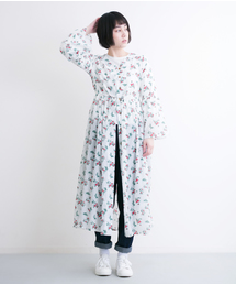 MERLOT | フラワープリント袖フレアロングワンピース 4891(ワンピース)