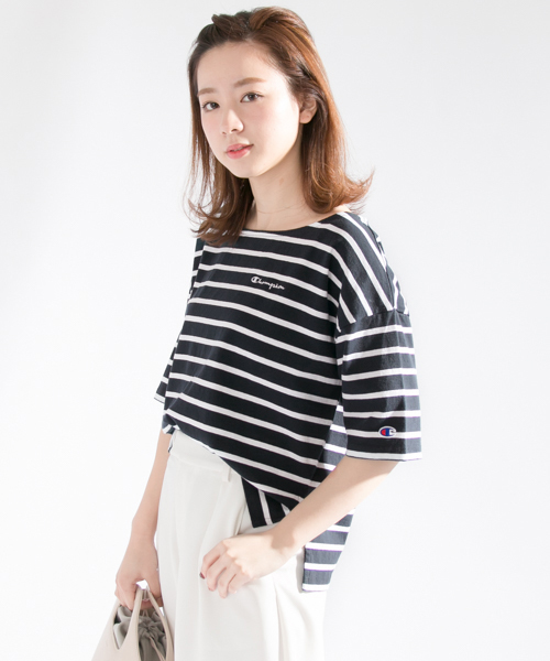 Champion(チャンピオン)の「 UR Champion×URBAN RESEARCH 別注ボーダーカットソー(Tシャツ/カットソー・レディース・ネイビー/ホワイト/ライトグレー・FREE)」の3枚目の写真