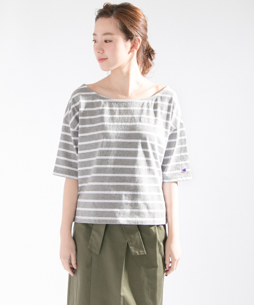 Champion(チャンピオン)の「 UR Champion×URBAN RESEARCH 別注ボーダーカットソー(Tシャツ/カットソー・レディース・ネイビー/ホワイト/ライトグレー・FREE)」の7枚目の写真
