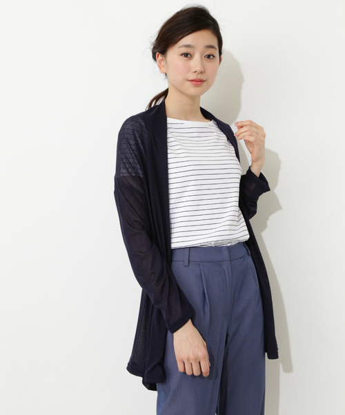 NATURAL BEAUTY BASIC（ナチュラルビューティーベーシック）の「〈UVカット〉カーデソリッド（Tシャツ/カットソー・レディース・イエロー/ネイビー/ベージュ・MEDIUM）」の3枚目の写真