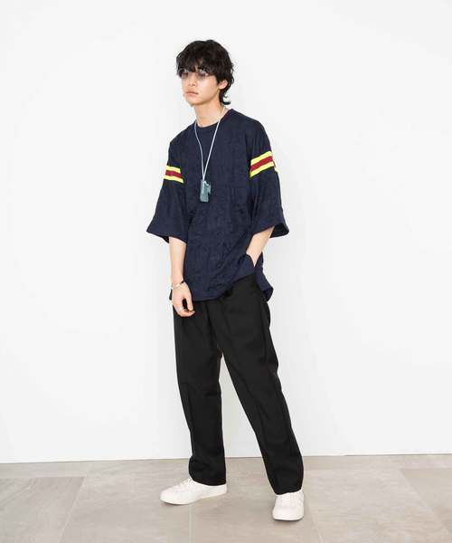 Name.(ネーム)の「【Name.】フットボールハーフスリーブTシャ / U-18SS-007NMC(Tシャツ/カットソー・メンズ・ネイビー/バーガンディー・1/0)」の2枚目の写真