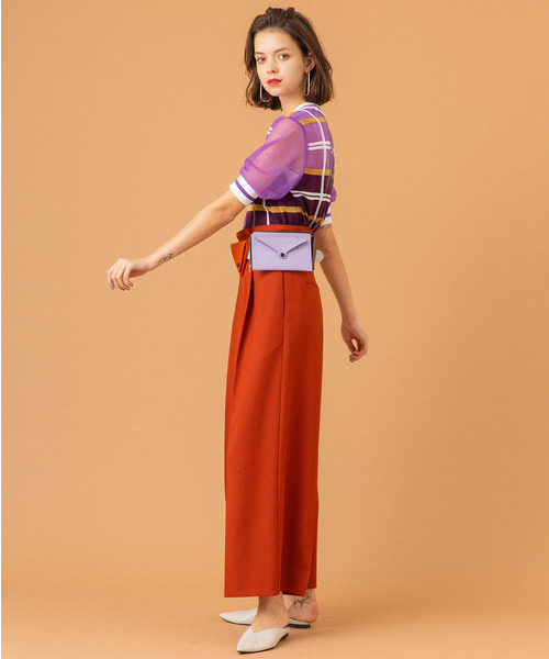 UNITED TOKYO(ユナイテッドトウキョウ)の「シアーチェックニット(ニット/セーター・レディース・ベージュ/パープル・1)」の4枚目の写真