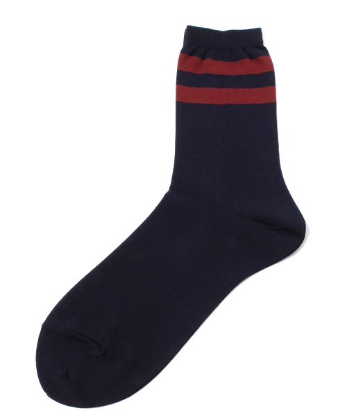 Ray BEAMS(レイビームス)の「Ray BEAMS / 2ライン ショートSOX(ソックス/靴下・レディース・ホワイト/ネイビー・ONE SIZE)」の1枚目の写真