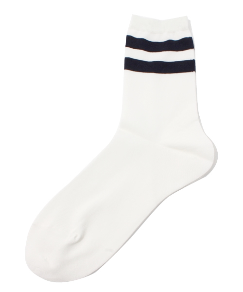 Ray BEAMS(レイビームス)の「Ray BEAMS / 2ライン ショートSOX(ソックス/靴下・レディース・ホワイト/ネイビー・ONE SIZE)」の2枚目の写真
