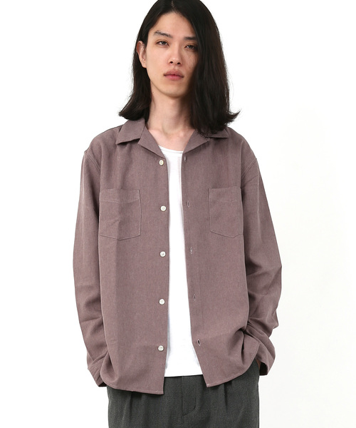 Rocky Monroe（ロッキーモンロー）の「ポリエステルトロオープンカラーシャツ（シャツ/ブラウス・メンズ・チャコールグレー/ブラック/ベージュ/パープル/ネイビー/オフホワイト/テラコッタ/ライトグレー/ブルーグリーン/ブルー/ピンク/ライトベージュ・M/L）」の11枚目の写真