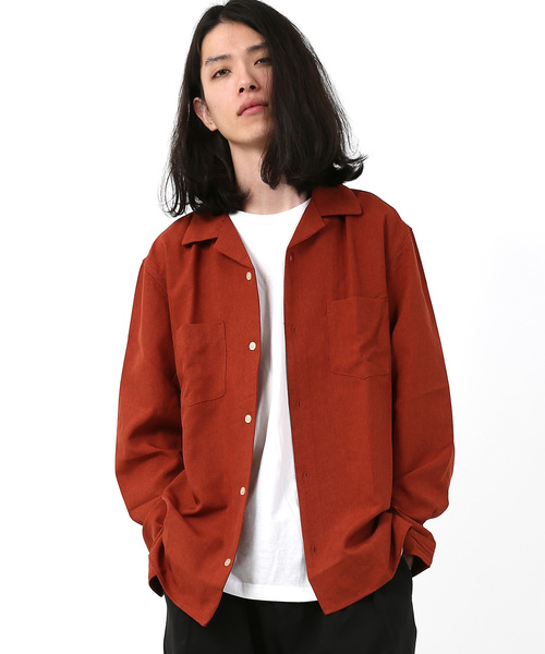 Rocky Monroe（ロッキーモンロー）の「ポリエステルトロオープンカラーシャツ（シャツ/ブラウス・メンズ・チャコールグレー/ブラック/ベージュ/パープル/ネイビー/オフホワイト/テラコッタ/ライトグレー/ブルーグリーン/ブルー/ピンク/ライトベージュ・M/L）」の5枚目の写真