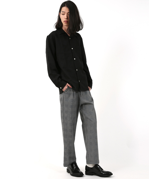 Rocky Monroe（ロッキーモンロー）の「ポリエステルトロオープンカラーシャツ（シャツ/ブラウス・メンズ・チャコールグレー/ブラック/ベージュ/パープル/ネイビー/オフホワイト/テラコッタ/ライトグレー/ブルーグリーン/ブルー/ピンク/ライトベージュ・M/L）」の14枚目の写真