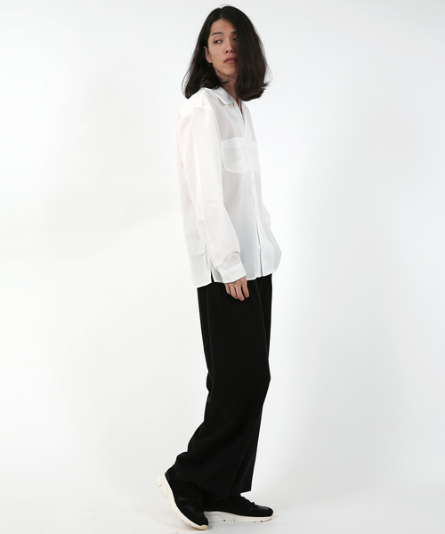 Rocky Monroe（ロッキーモンロー）の「ポリエステルトロオープンカラーシャツ（シャツ/ブラウス・メンズ・チャコールグレー/ブラック/ベージュ/パープル/ネイビー/オフホワイト/テラコッタ/ライトグレー/ブルーグリーン/ブルー/ピンク/ライトベージュ・M/L）」の18枚目の写真