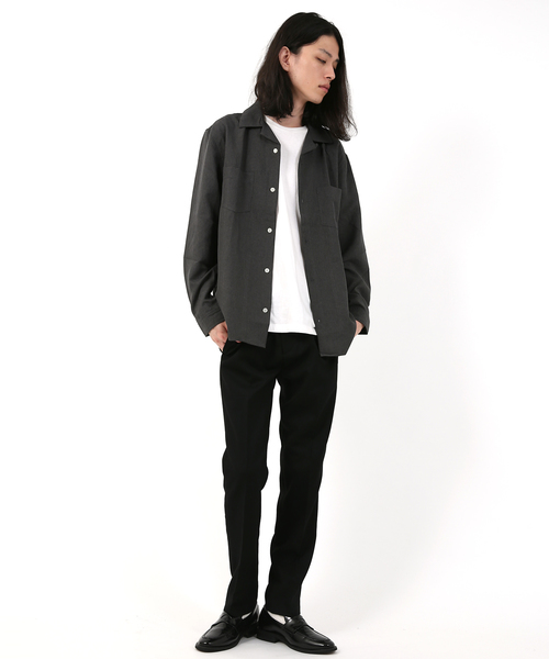 Rocky Monroe（ロッキーモンロー）の「ポリエステルトロオープンカラーシャツ（シャツ/ブラウス・メンズ・チャコールグレー/ブラック/ベージュ/パープル/ネイビー/オフホワイト/テラコッタ/ライトグレー/ブルーグリーン/ブルー/ピンク/ライトベージュ・M/L）」の20枚目の写真